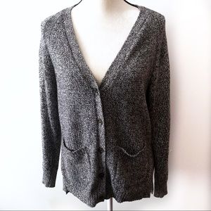 Madewell Cotton Blend Marled Grey V Neck Cardigan